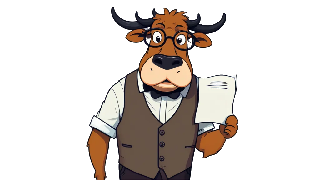 The bull auditor, before a wall of framed certificates, checking one against a register